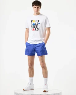 T-Shirt mit Grafik „Football + Festivals“ in Weiß
