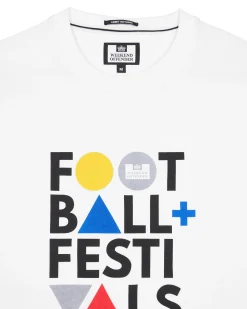 T-Shirt mit Grafik „Football + Festivals“ in Weiß
