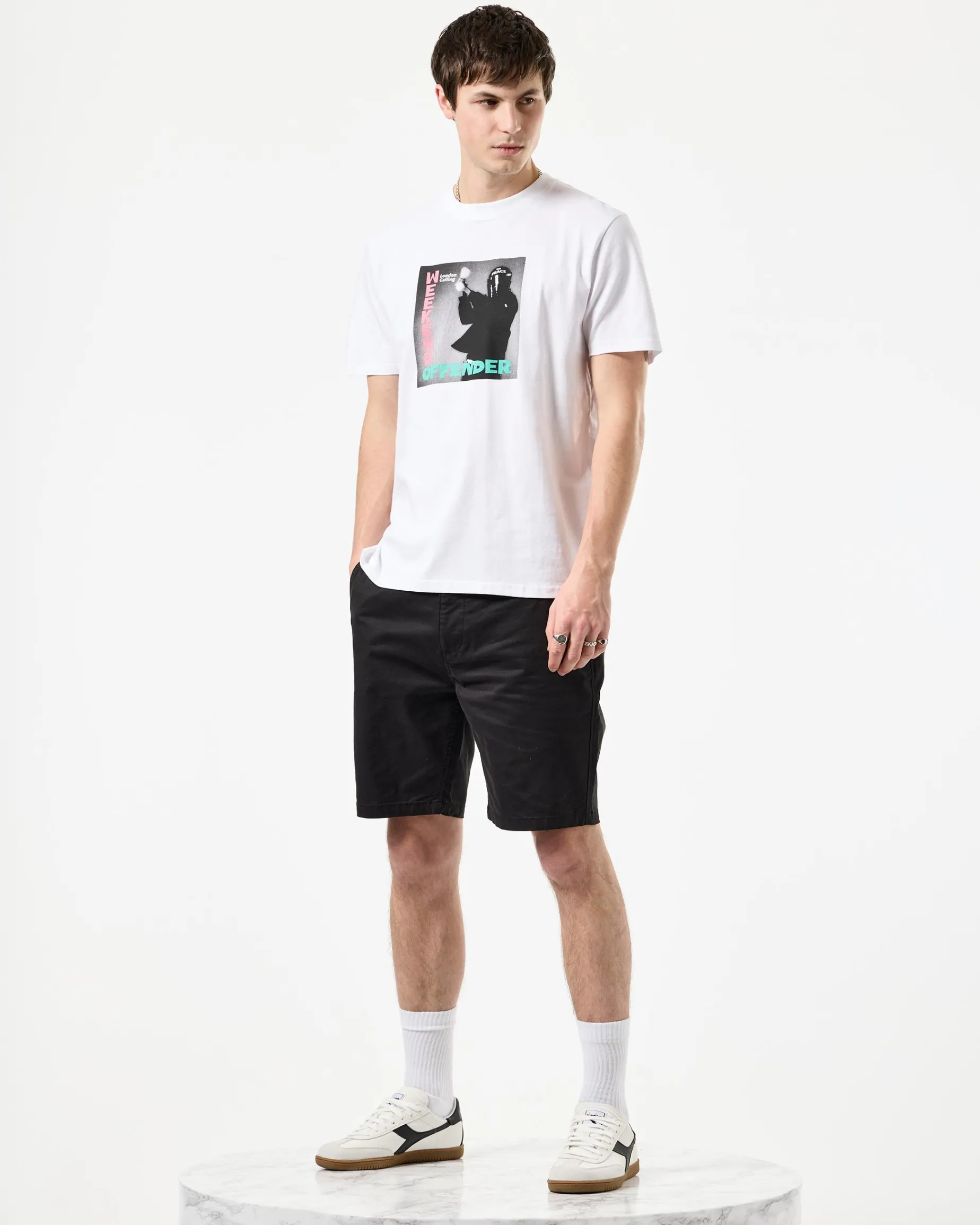 T-Shirt mit Grafik „London Calling“ in Weiß