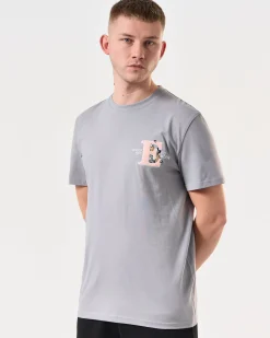 T-Shirt mit Grafik und Stickerei Ryder Rauchgrau