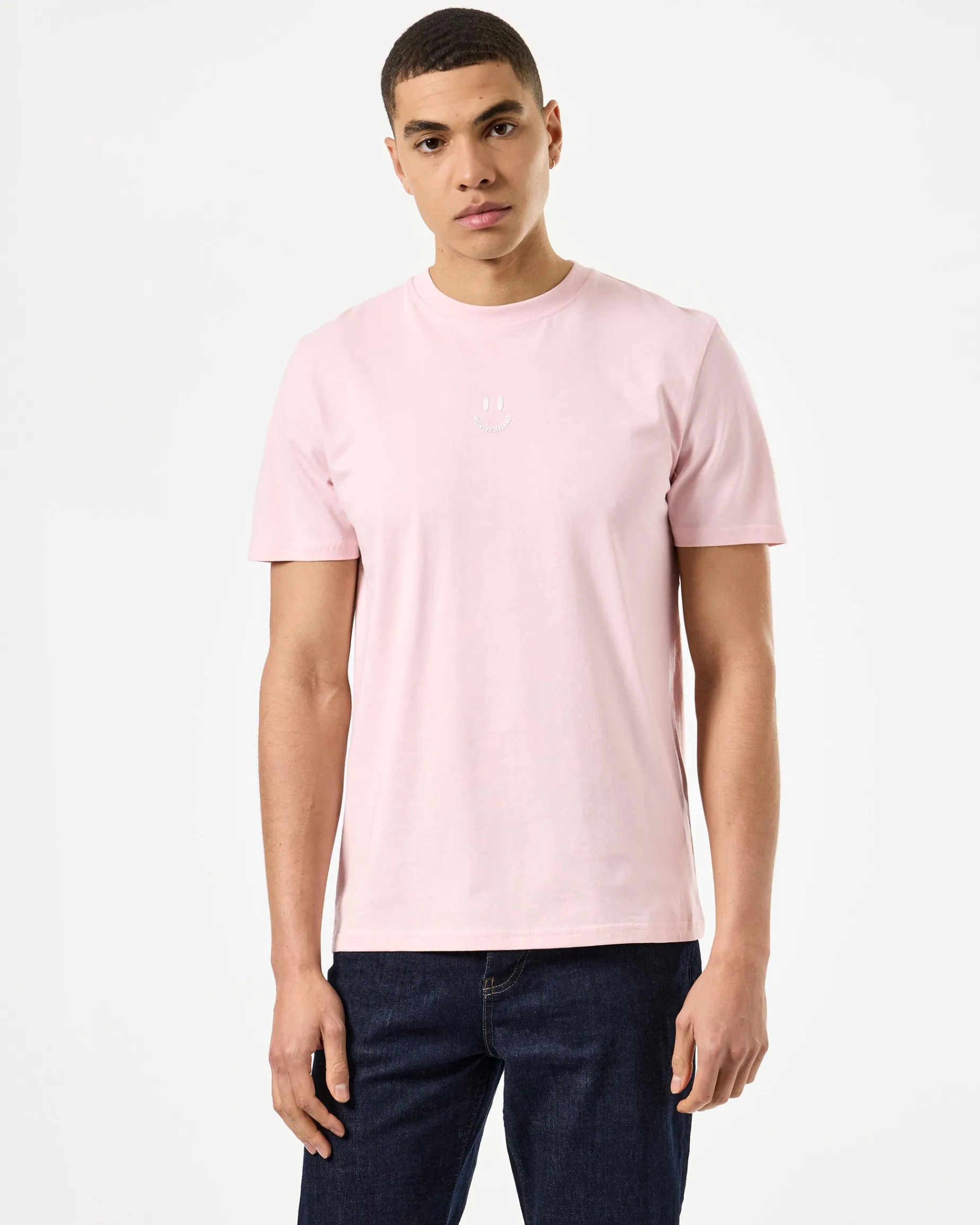 T-Shirt mit Smile-Grafik in Blassrosa