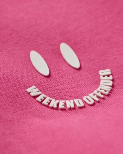 T-Shirt mit Smile-Grafik in Bonbonrosa