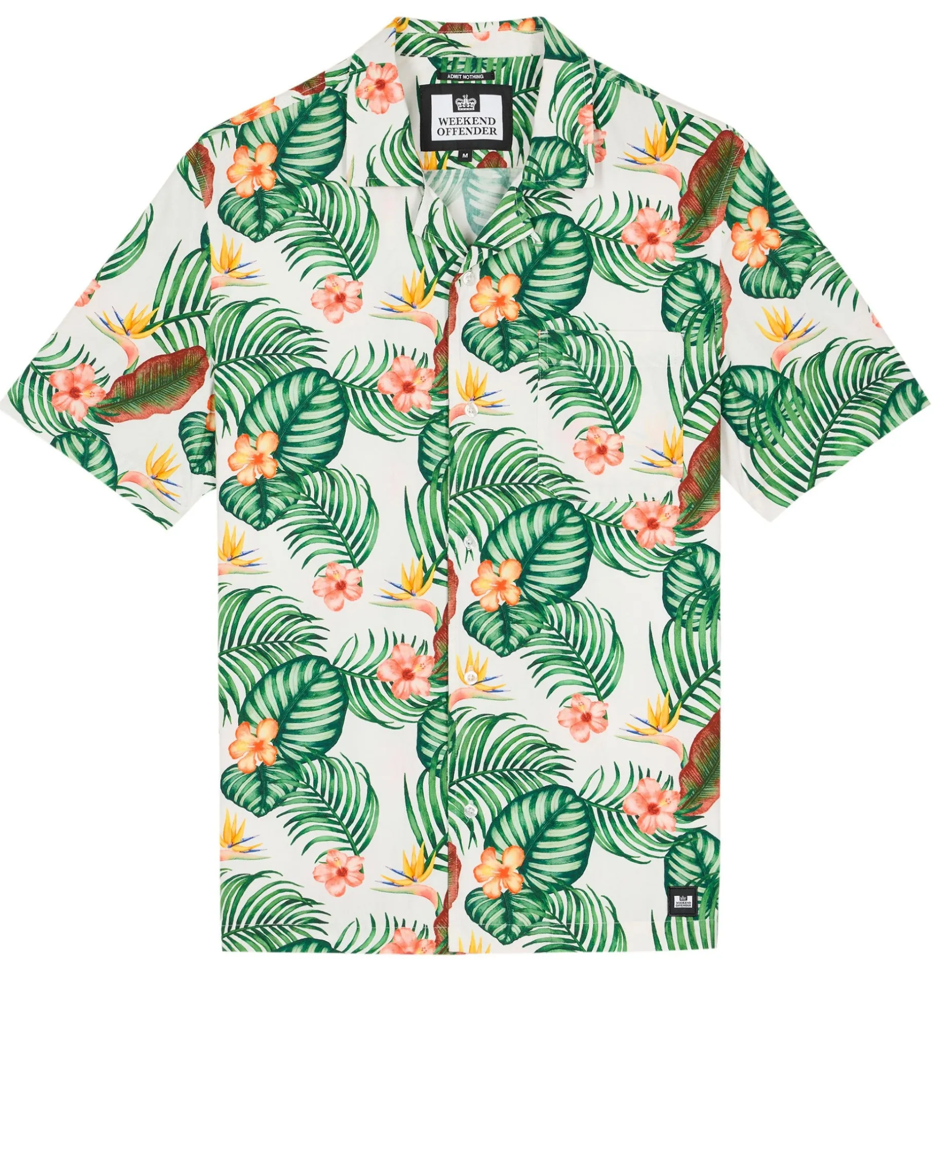 Weißes Lotus-Hemd mit weißem Lotus-Print