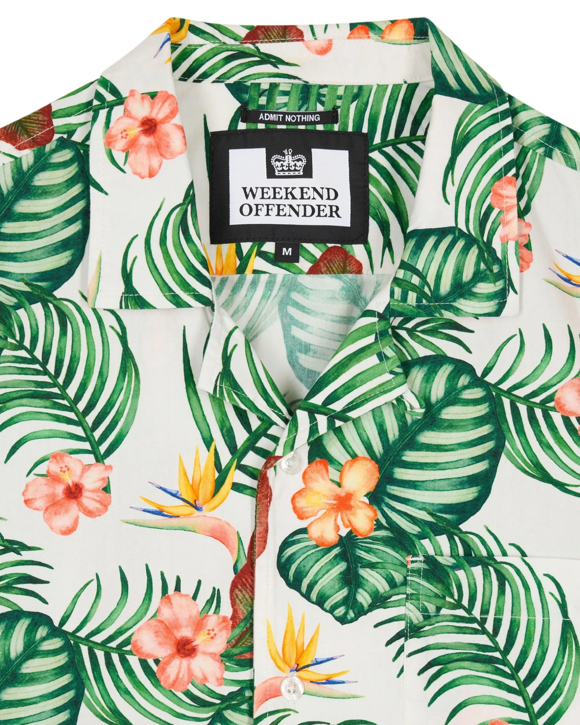 Weißes Lotus-Hemd mit weißem Lotus-Print