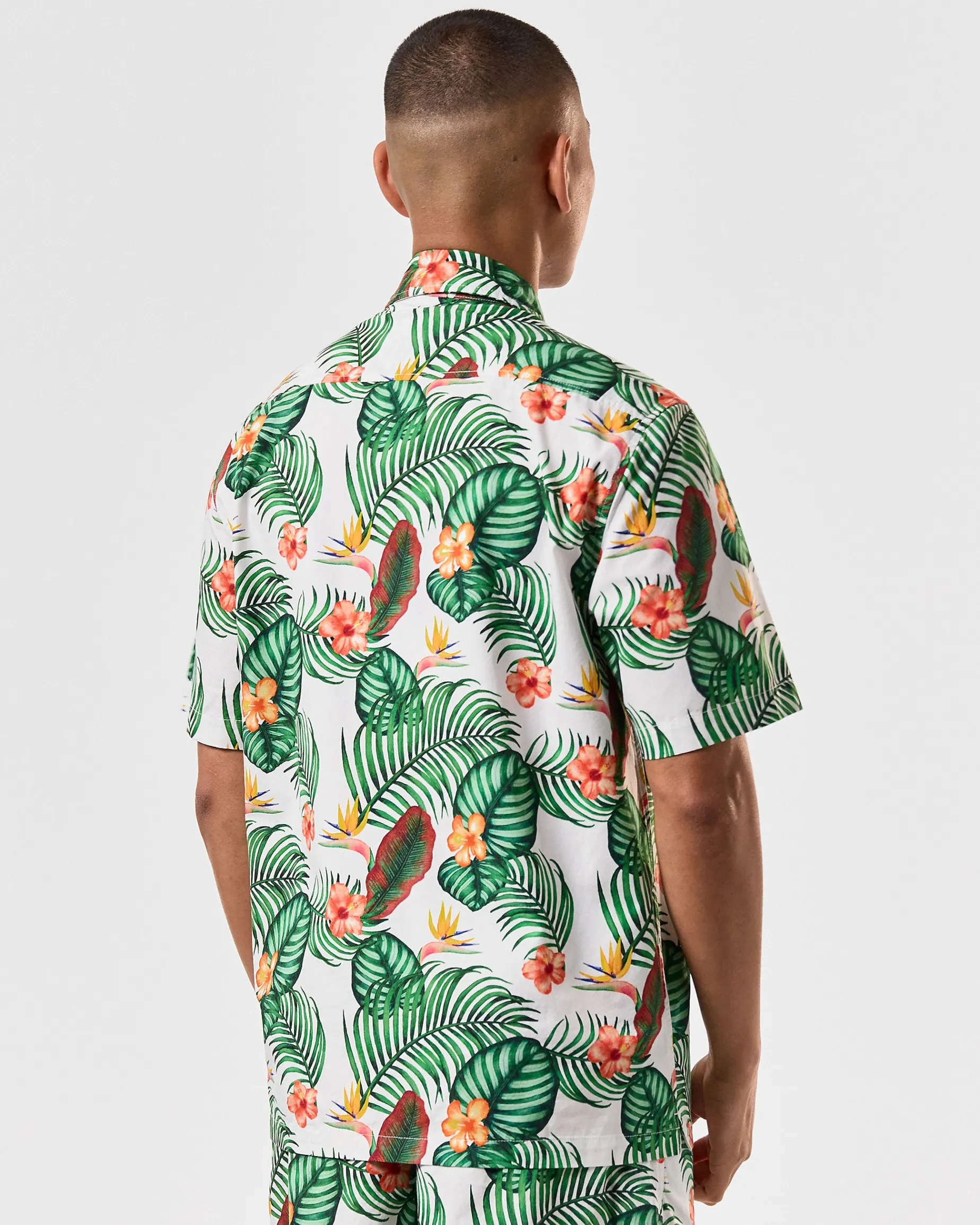 Weißes Lotus-Hemd mit weißem Lotus-Print